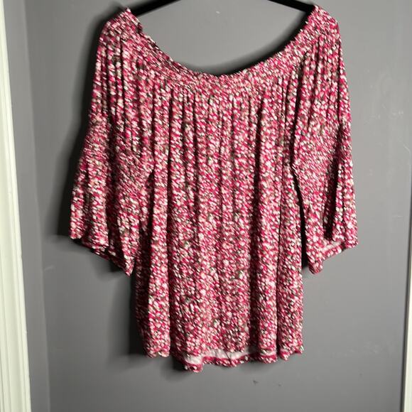 Lane Bryant Pink Polka Dot Off Shoulder Flowy Top Size 18/20 - Picture 5 of 9